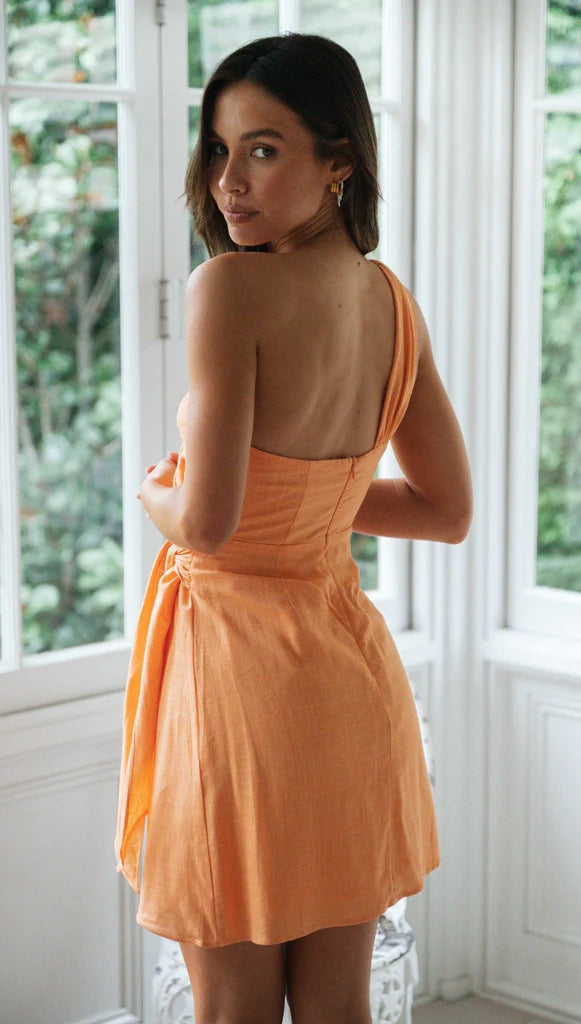 Orange One Shoulder Mini Dress
