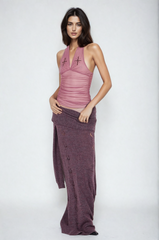 Dakota Halter Neck Backless Ruch Top In Pink