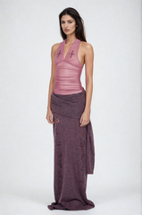 Dakota Halter Neck Backless Ruch Top In Pink