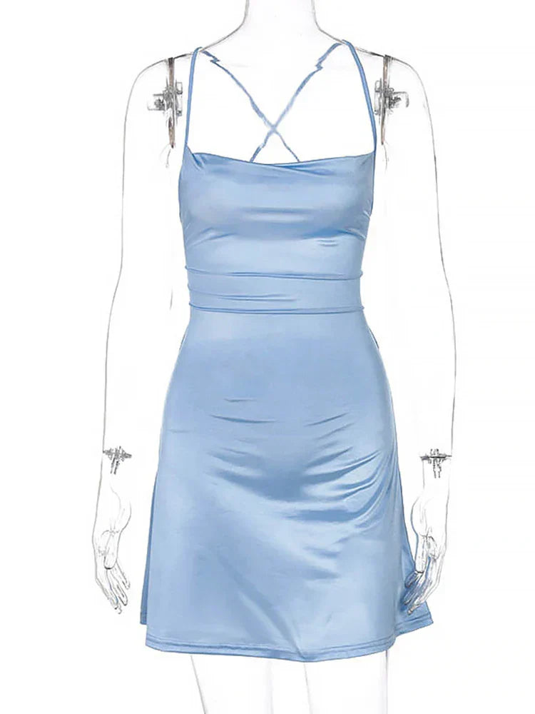 Lace up Satin Mini Dress