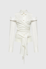 Edith Bow Lace Up Fringe Top