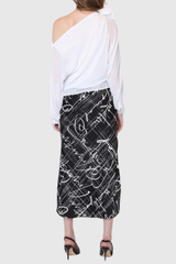 Ensley Flower Single Shoulder Mesh Top In White