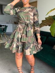 Indiebeautie Camo Tied Ruffle Dress