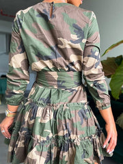 Indiebeautie Camo Tied Ruffle Dress