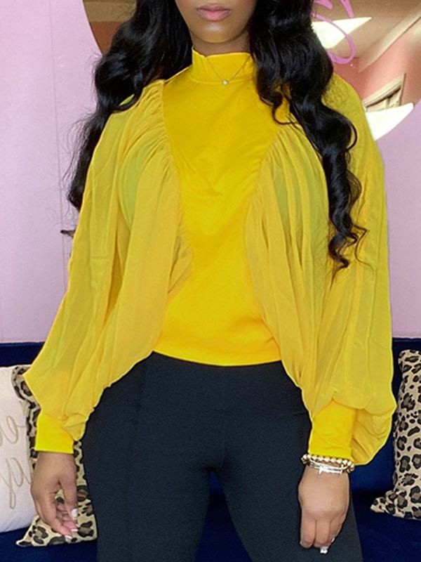 Indiebeautie Batwing-Sleeve Sheer-Combo Top