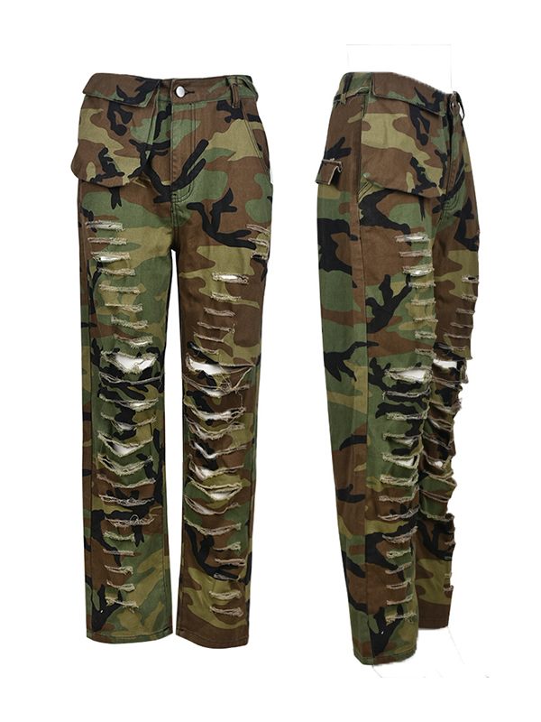 indiebeautie Camo Ripped Pants