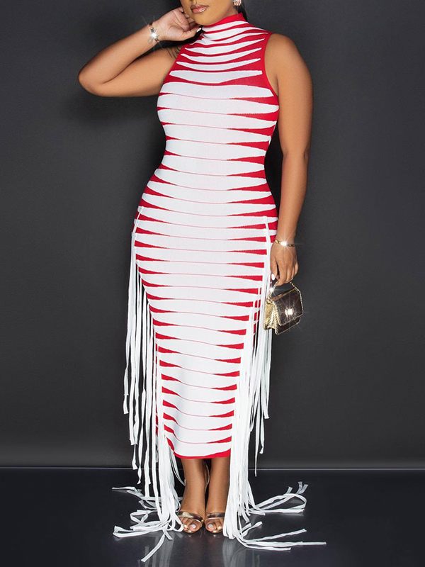 Indiebeautie Fringe Combo Sleeveless Dress