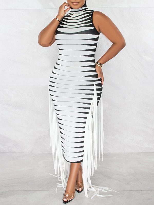 Indiebeautie Fringe Combo Sleeveless Dress