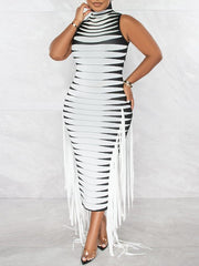 Indiebeautie Fringe Combo Sleeveless Dress