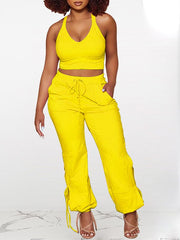 Indiebeautie Solid Tank Top & Tied Pants Set