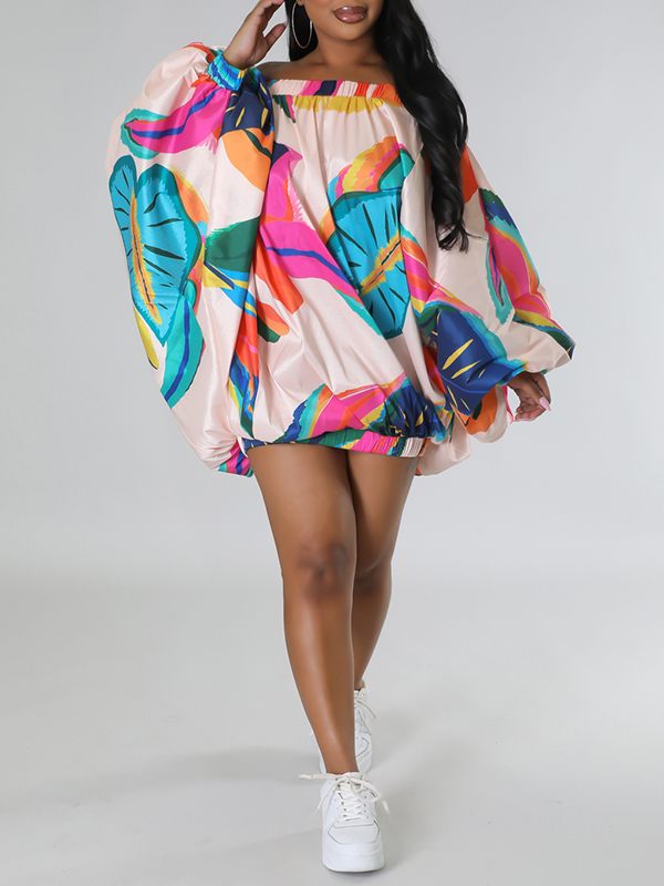 Indiebeautie Printed Off-Shoulder Parachute Dress