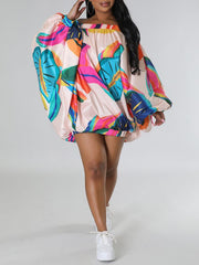 Indiebeautie Printed Off-Shoulder Parachute Dress