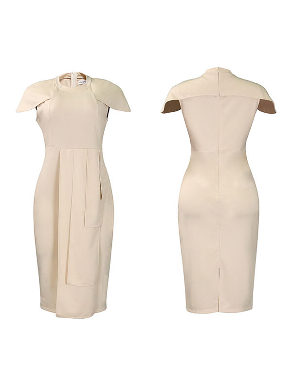 Indiebeautie Solid Cap-Sleeve Bodycon Dress
