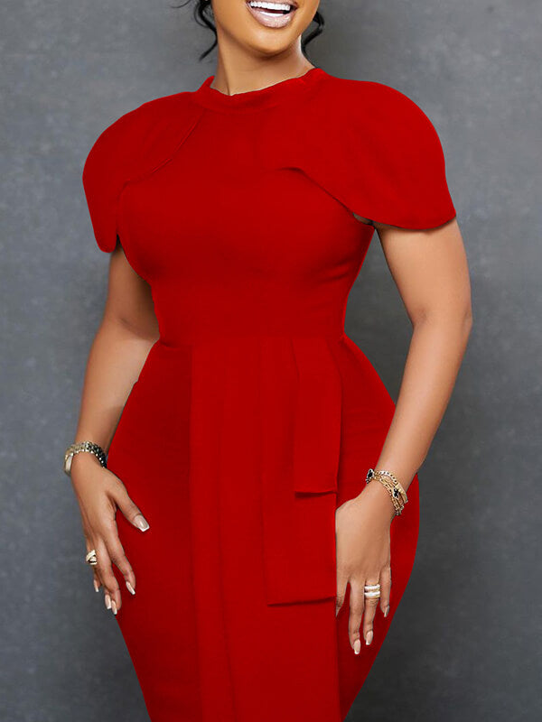 Indiebeautie Solid Cap-Sleeve Bodycon Dress