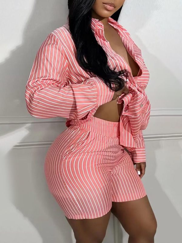 Indiebeautie Stripe Shirt & Shorts Set