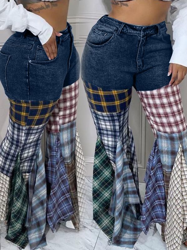 Indiebeautie Plaid Combo Jeans