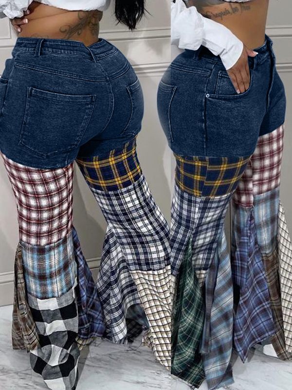 Indiebeautie Plaid Combo Jeans