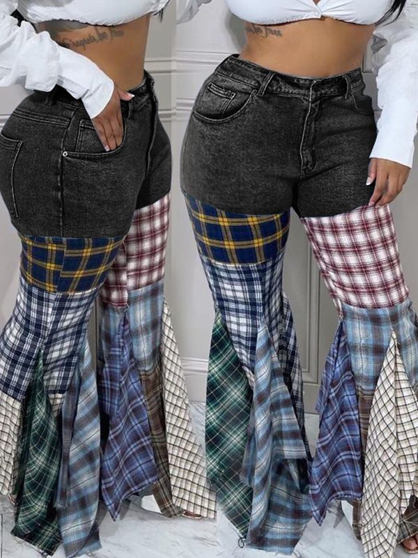 Indiebeautie Plaid Combo Jeans