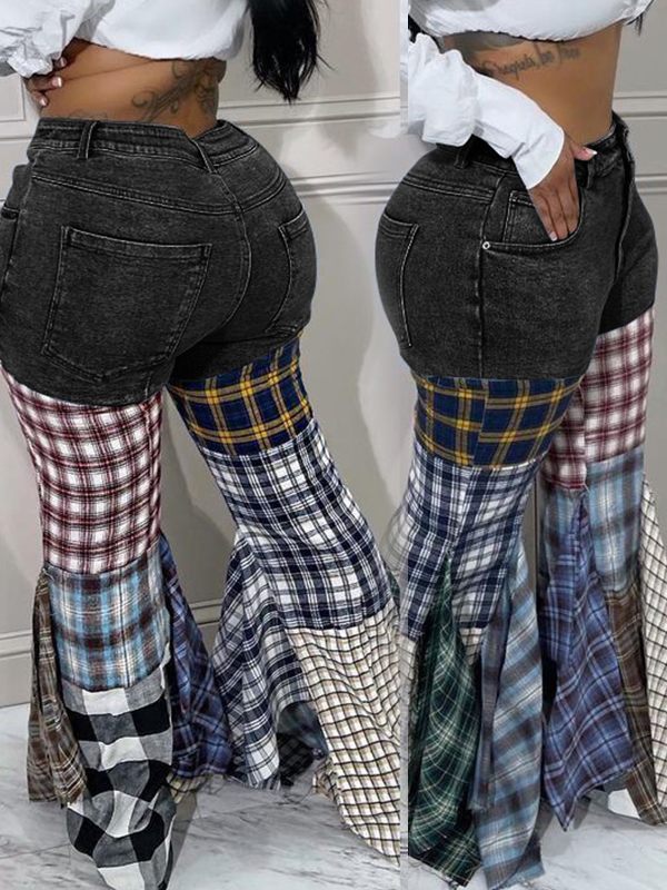 Indiebeautie Plaid Combo Jeans