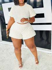 Indiebeautie Textured Crop Top & Shorts Set