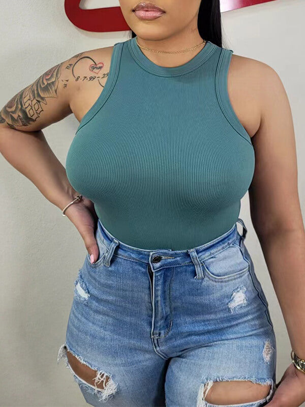 Indiebeautie Sleeveless Ribbed Bodysuit