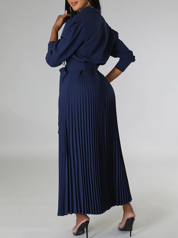 Indiebeautie Solid Pleated Shirt Dress