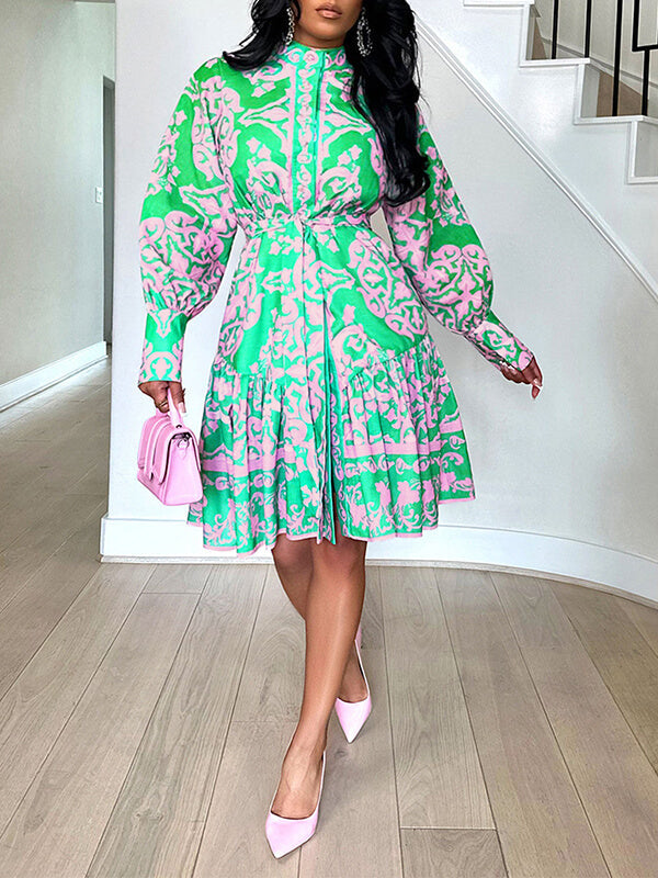 Indiebeautie Printed Tied Shirt Dress