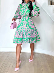 Indiebeautie Printed Tied Shirt Dress