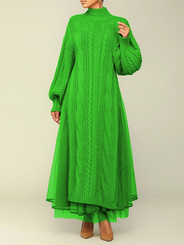 Indiebeautie Knit Dress with Mesh Skirt