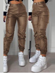 Indiebeautie Faux-Leather Cargo Pants