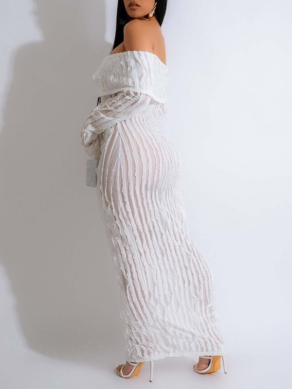 Indiebeautie Off-Shoulder Button-Front Ruched Dress