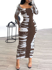 Indiebeautie Printed Slit Ribbed Dress