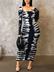 Indiebeautie Printed Slit Ribbed Dress