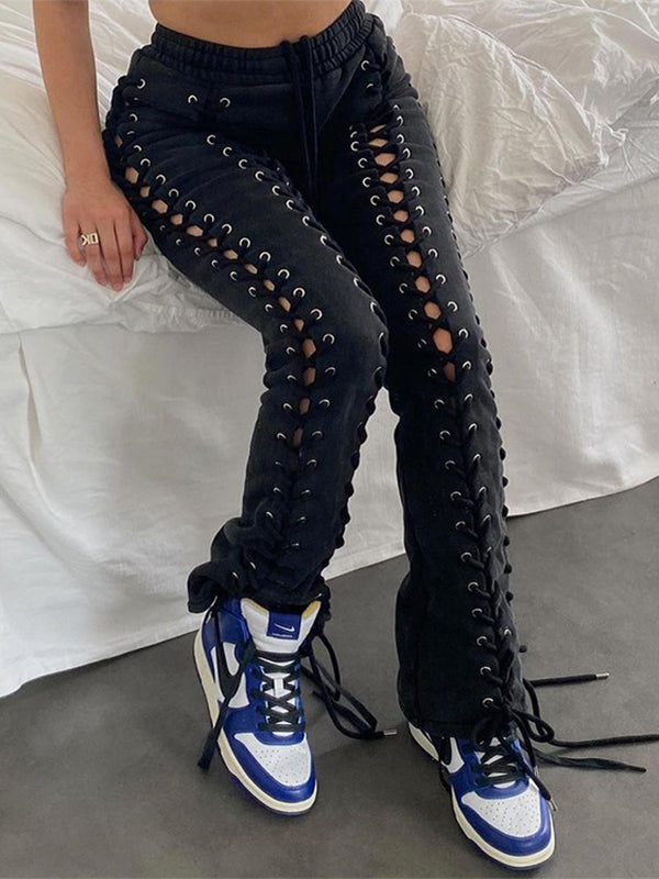 Indiebeautie Black Lace-Up Pants