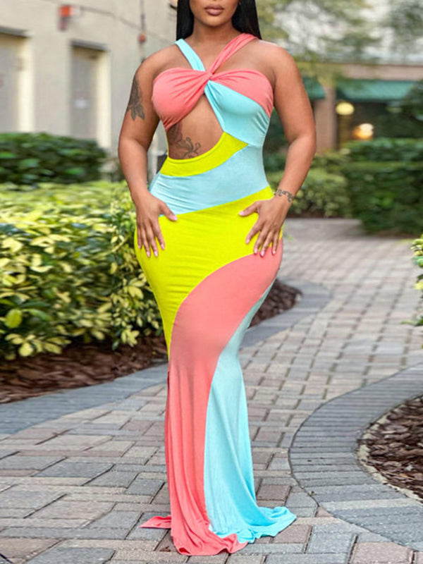 Indiebeautie Colorblock Combo Cutout Dress