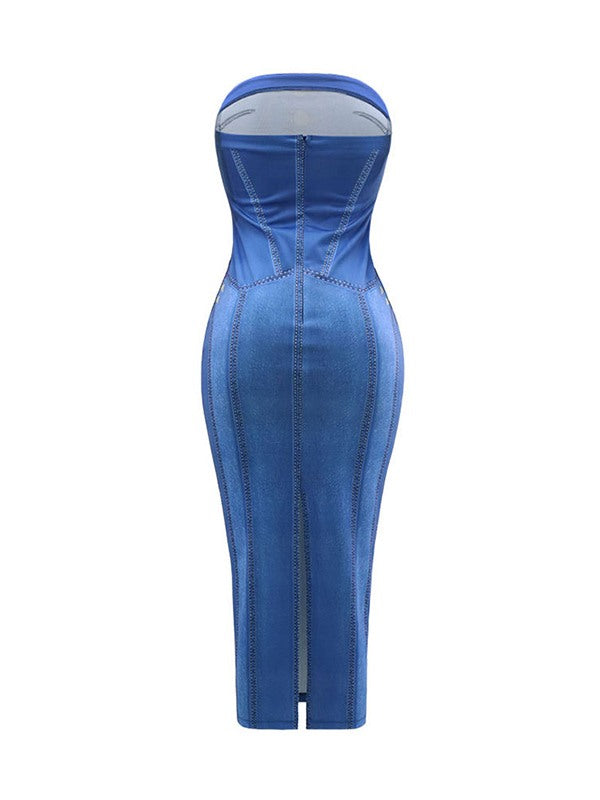 Indiebeautie Printed Strapless Dress