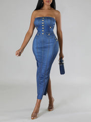 Indiebeautie Printed Strapless Dress