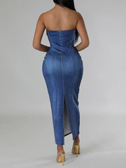 Indiebeautie Printed Strapless Dress