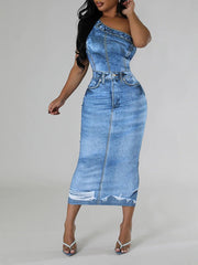 Indiebeautie Printed One-Shoulder Dress