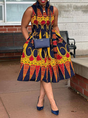 Indiebeautie Printed Sleeveless Tied Shirt Dress