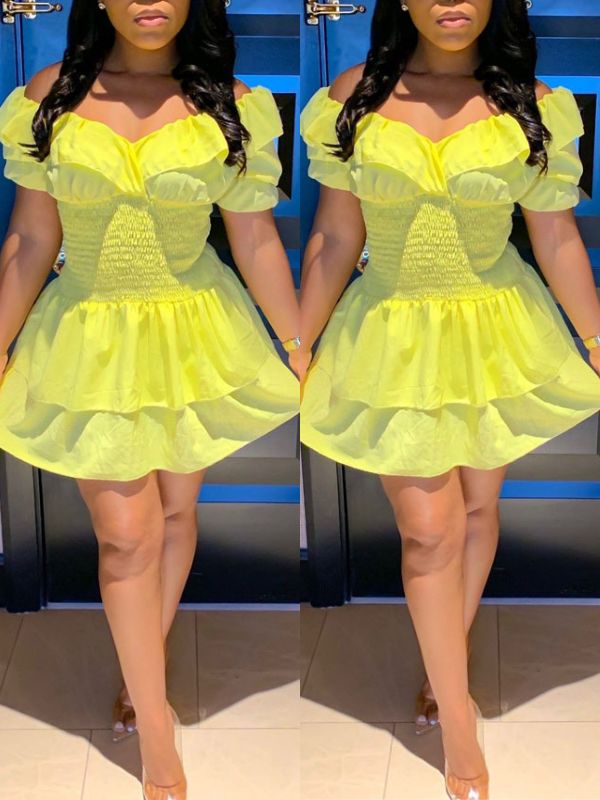 Indiebeautie Off-Shoulder Ruffle Dress