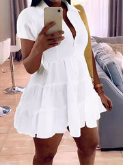 Indiebeautie Short-Sleeve Ruffle Shirt Dress