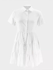 Indiebeautie Short-Sleeve Ruffle Shirt Dress
