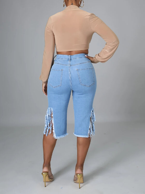 Indiebeautie Ripped Capris Jeans