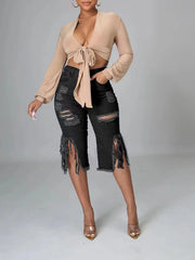 Indiebeautie Ripped Capris Jeans