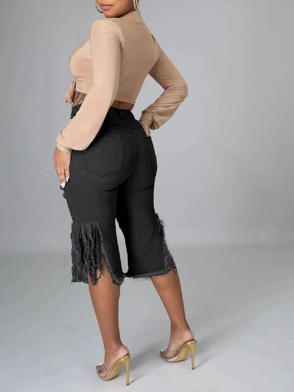 Indiebeautie Ripped Capris Jeans