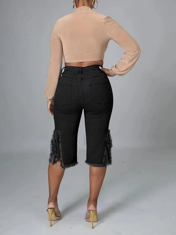 Indiebeautie Ripped Capris Jeans