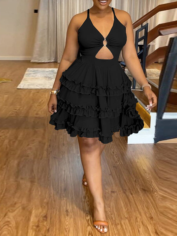 Indiebeautie Solid Frilled Cami Dress