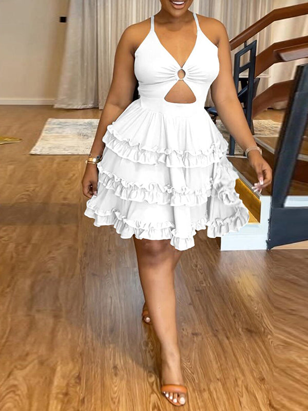 Indiebeautie Solid Frilled Cami Dress