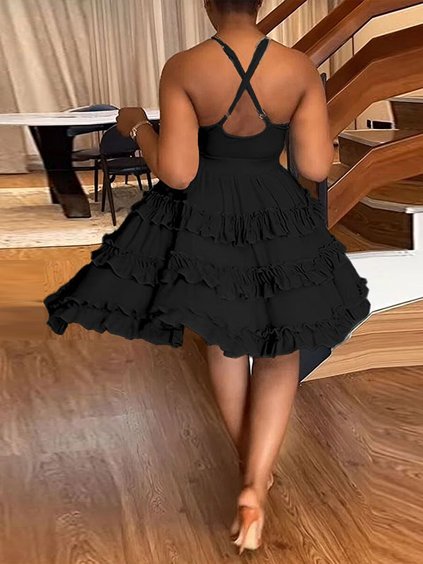 Indiebeautie Solid Frilled Cami Dress